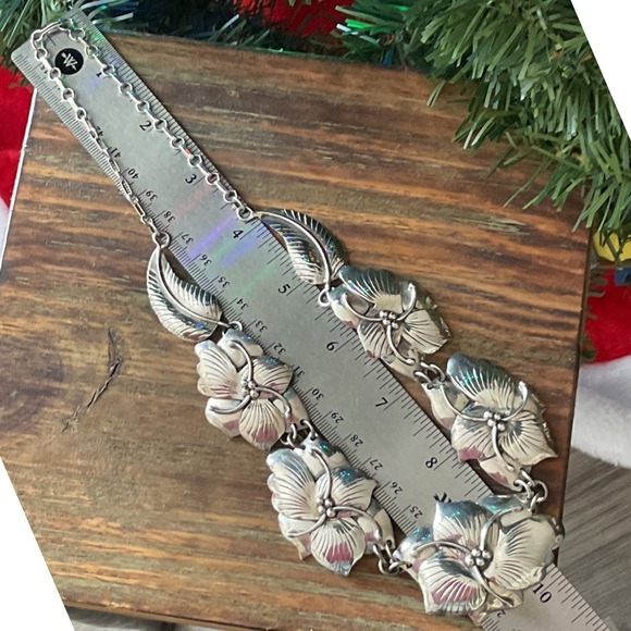 VTG Sterling 18" Dramatic Ornate Floral Showstopper Sculptural Artisan Necklace - Picture 6 of 10